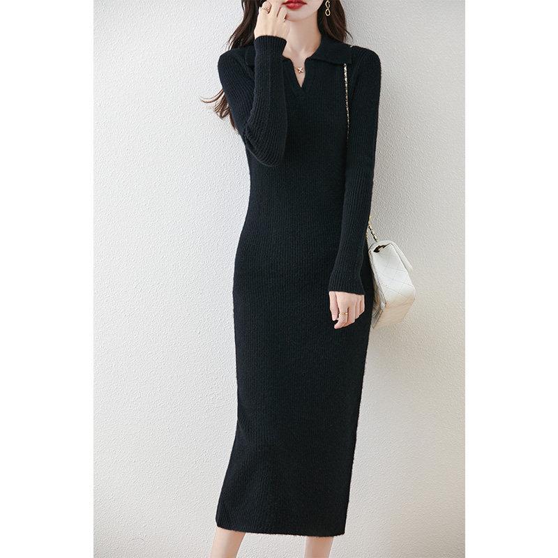 Women's Slim Fit Knit Bodycon Sweater Dress - Long Style for Autumn and Winter