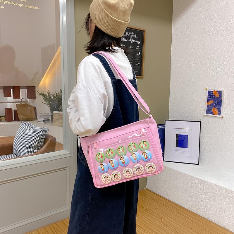 

Новая японская холщовая сумка-боль через плечо, холщовая сумка, модная универсальная сумка-мессенджер розовый