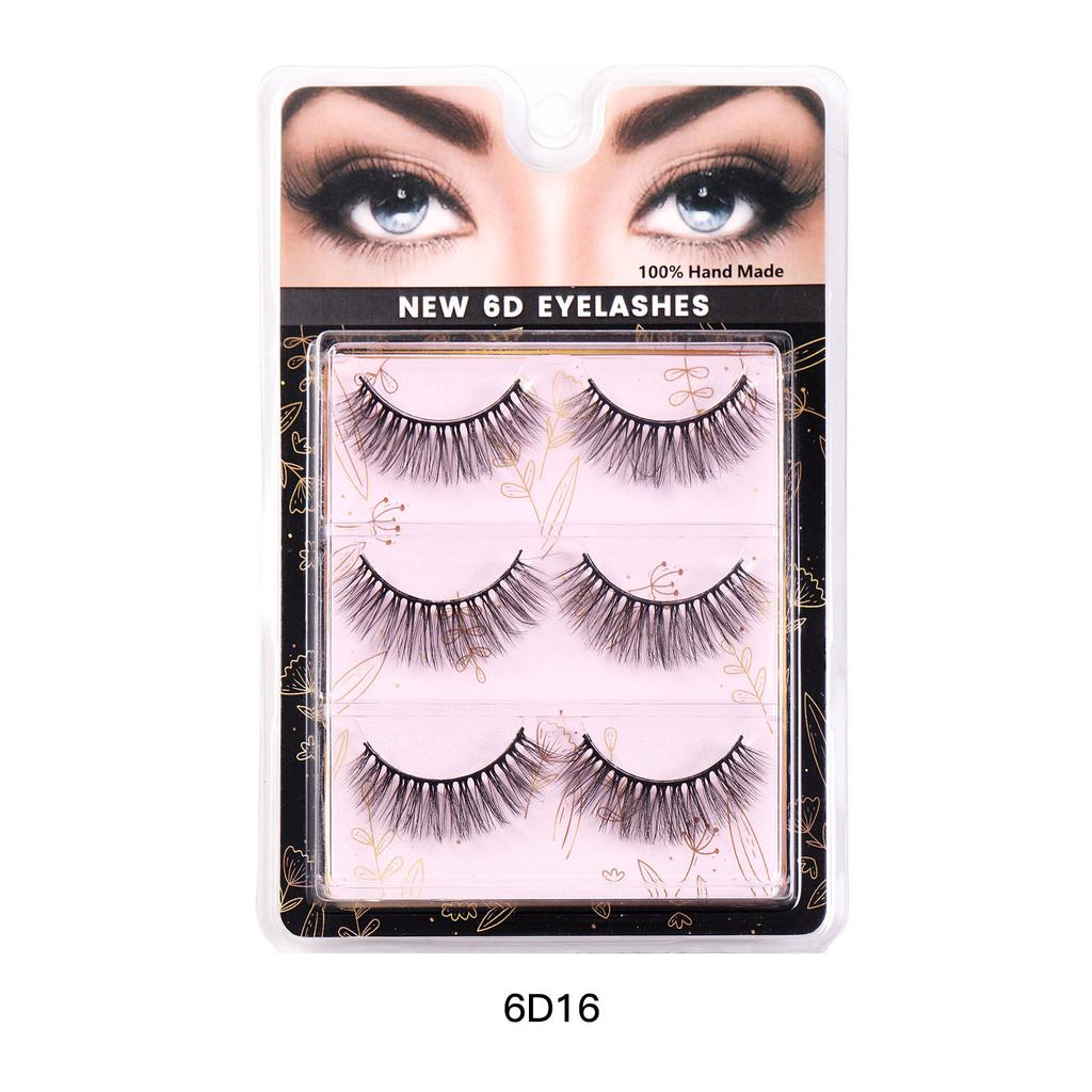 Naturchemiefaser 3 Paar Falsche Wimpern Internet-Berühmtheit Simulation Paar Geklebte Wimpern