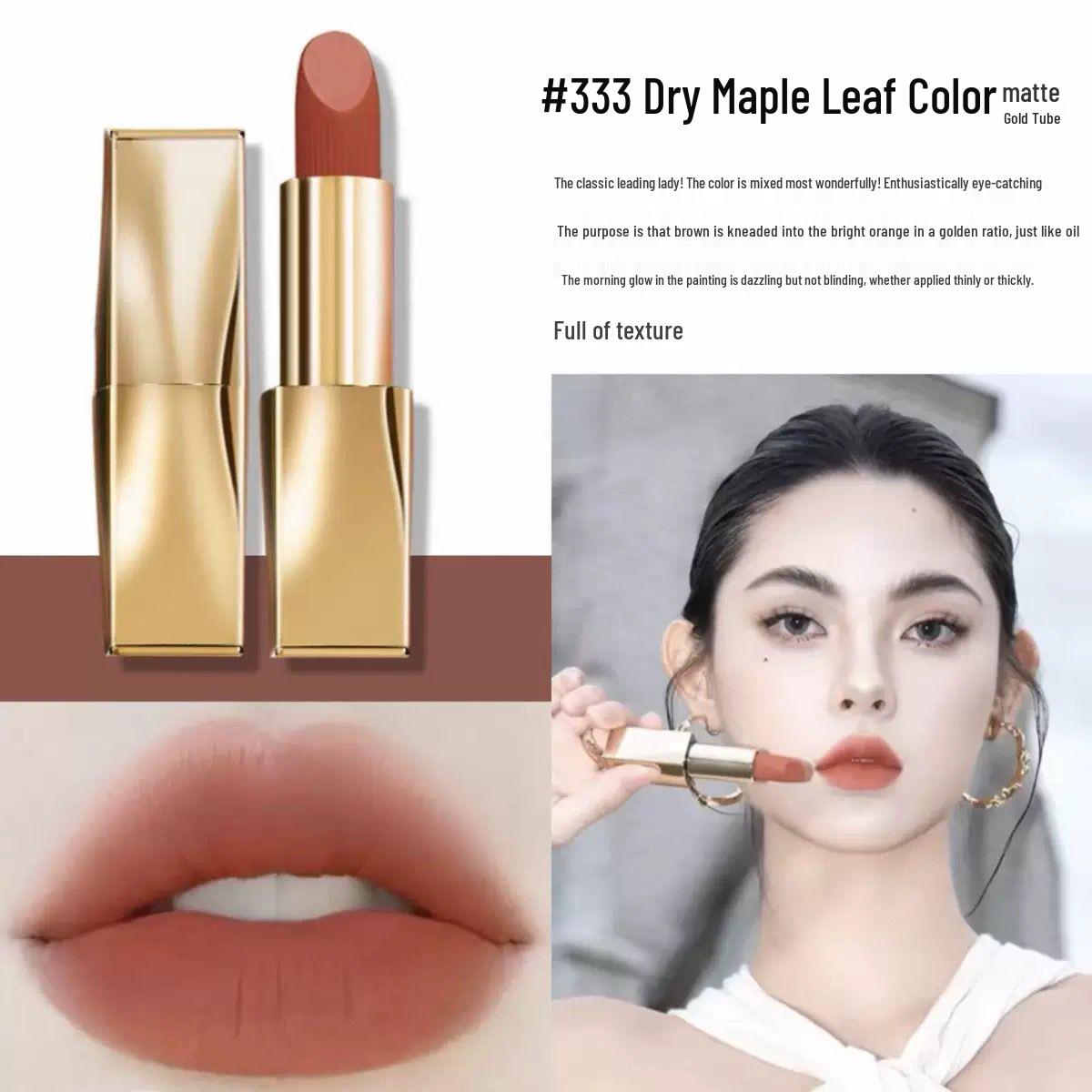 Estee Lauder Velvet Mist Little Gold Tube Lipstick: 333 Maple Leaf Red, 420 Bean Paste Rose, 666. Official and Authentic.