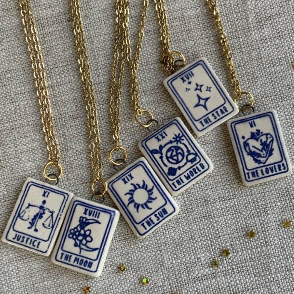 World Rectangle Pendant Necklace Sun Lovers Chain Trendy Enamel Moon Chain Choker  Daily