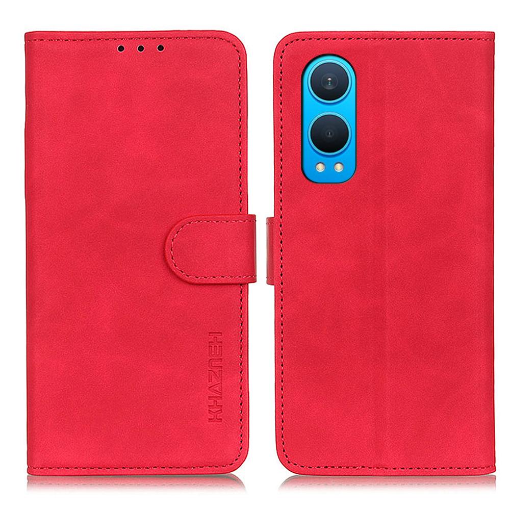 

KHAZNEH For OnePlus Nord CE4 Lite 5G/Oppo K12x 5G (China) Case PU Leather Retro Texture Phone Cover Red