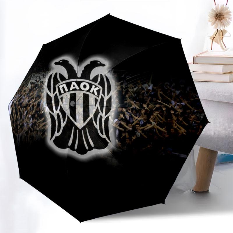 PAOK, automatic folding umbrella, portable and foldable design, 8 ribs, a Christmas or birthday gift.