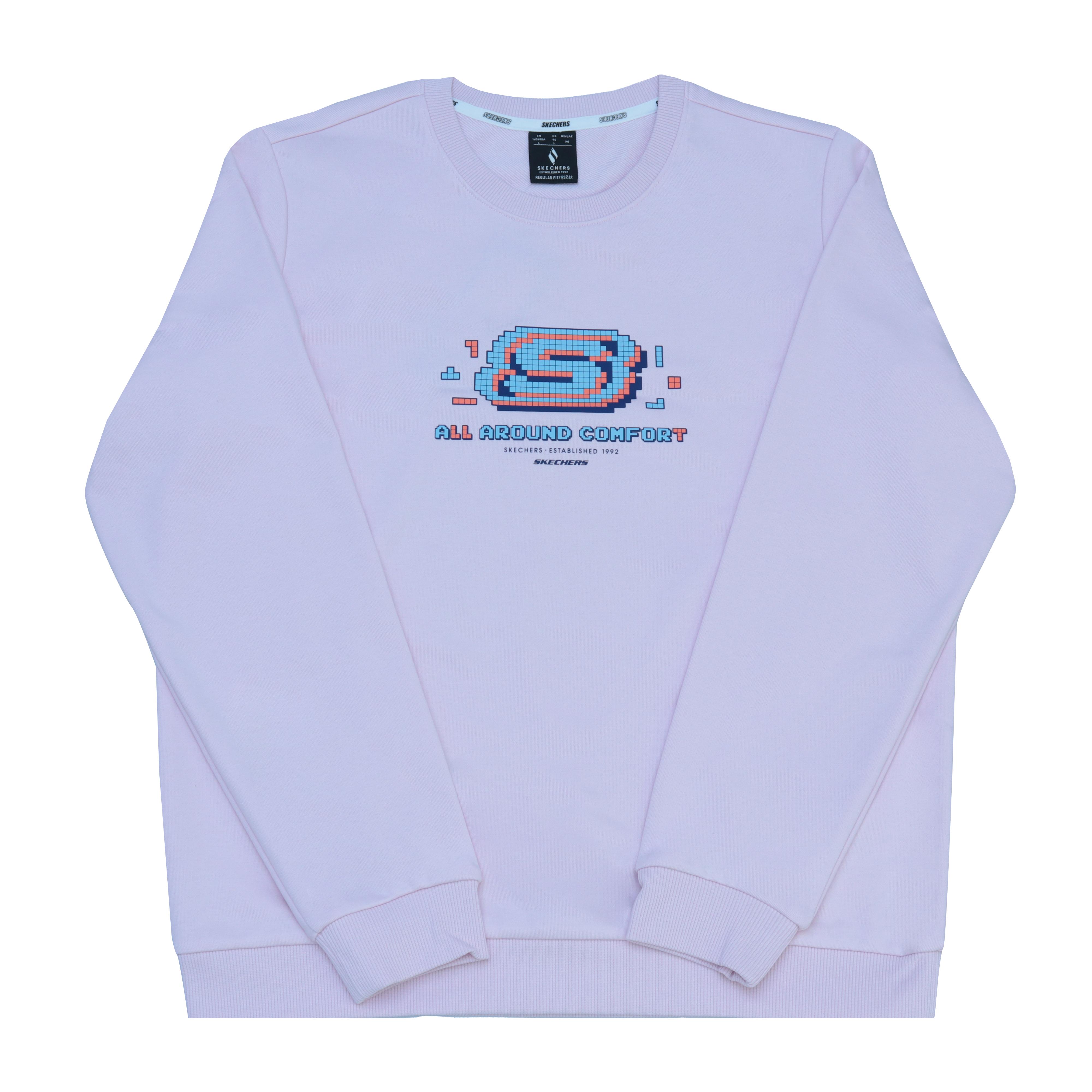 Skechers Logo Print Casual Fashion Comfortable Versatile Round Neck Sweatshirt Women sweatshirt Gray Purple RF-L424W034-01NX M