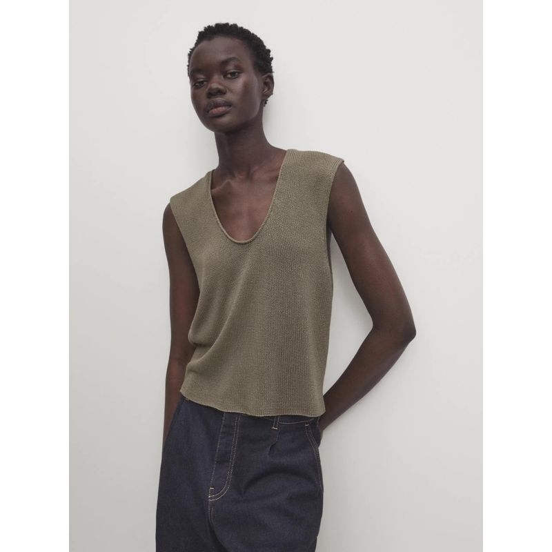 MD Women clothes Basic Solid Casual Simplicity U-Neck Knit vest Sleeveless T-shirt Top 05762591514