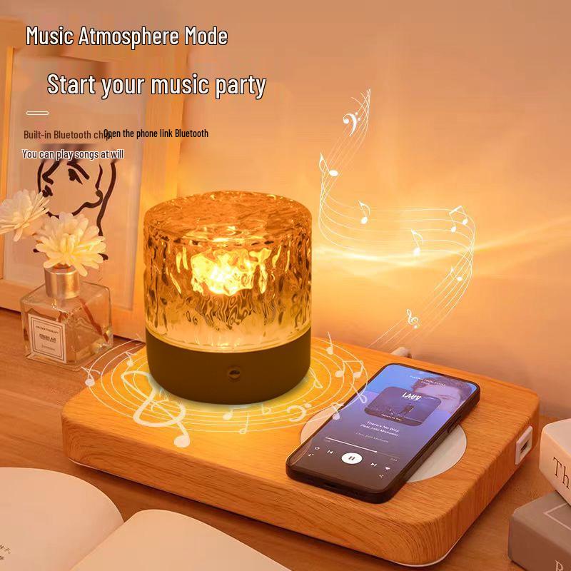 Rotating LED Ripple Atmosphere Lamp Speaker: Bedside Music & Night Light