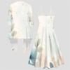 Women Plus Size Two Piece Ensemble Long Sleeve Cardigan Cami Maxi Dress