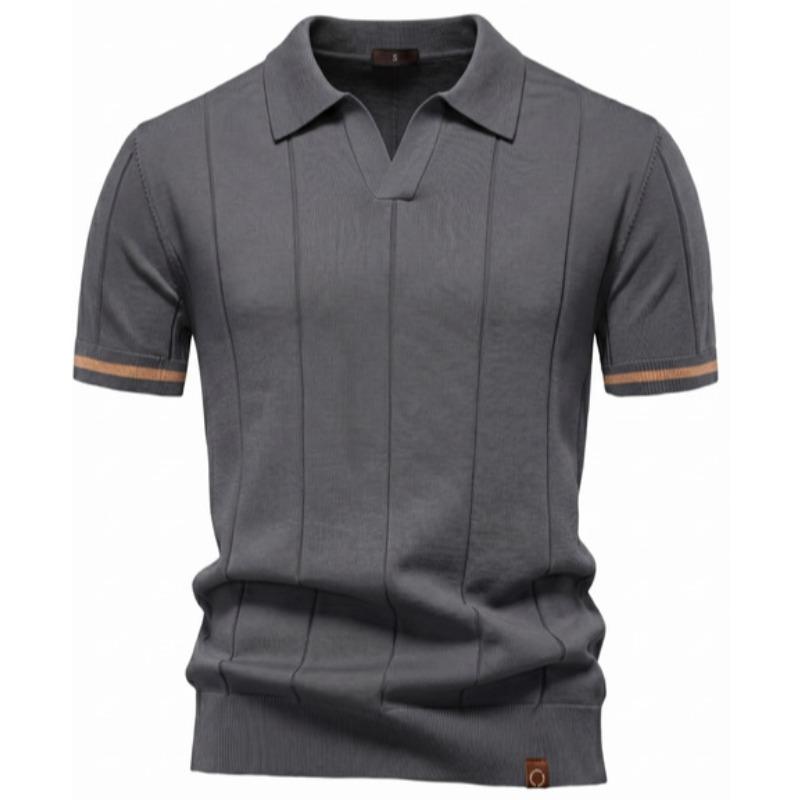 Men's Knitted Polo Shirt, Business Casual Short Sleeve Turn-Down Collar Polo Top Short Sleeve Turn-Down Collar Sweater Polo Tee for Spring Summer