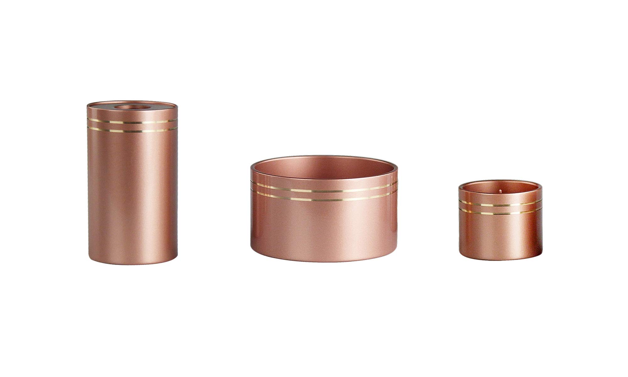 Oda Kobo Brass Modern Buddhist Altar Set (Pink, 3-Piece Set)