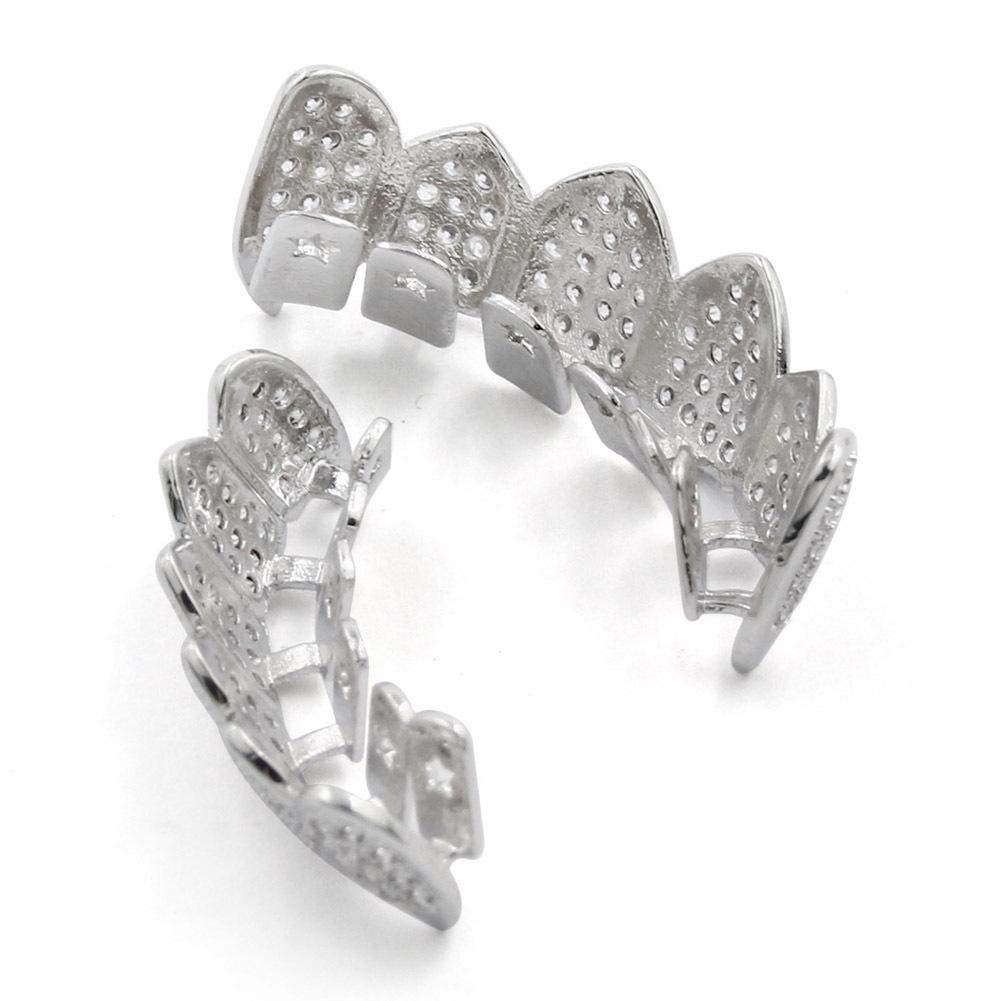 European & American Hip-Hop Gold Grillz: Micro-Inlaid Fangs Jewelry