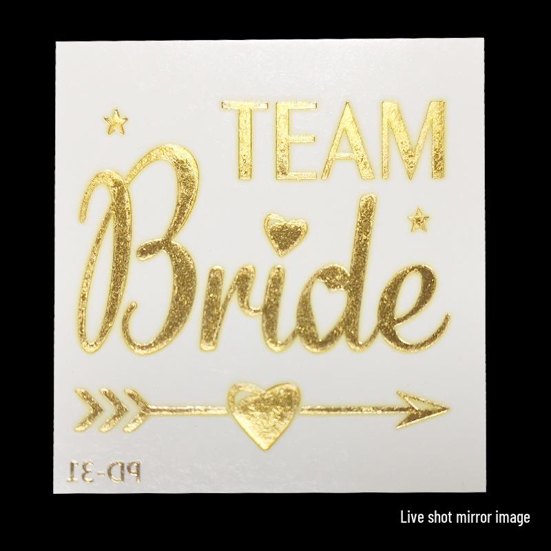 Team Bride Bachelorette Party Gold Foil Tattoo Stickers for Face or Body