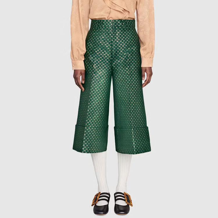 GUCCI Knitted Sweatpants Women's Green Moderate Straight Fit Pants 652118-ZAGLX-3091