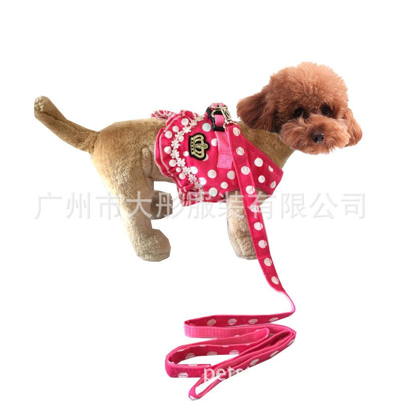 

Dog Chest and Back Strap, Socialite Polka Dot Pet Chest and Back Leash Set, Pet Outdoor Leash Set XL
