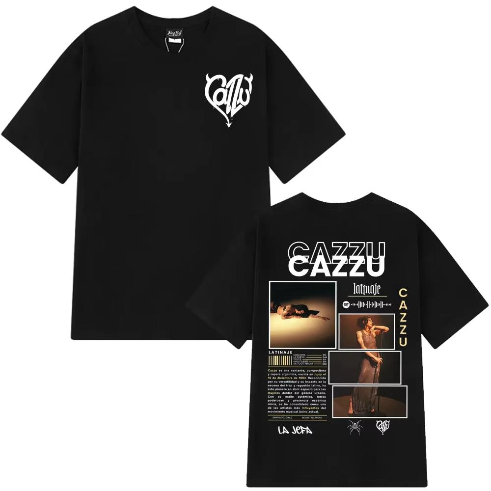 Singer Cazzu Latinaje Album Vintage Graphic Tees Men Women Fashion T-shirts Short-sleeved Loose Male Cotton Aesthetics T-shirts