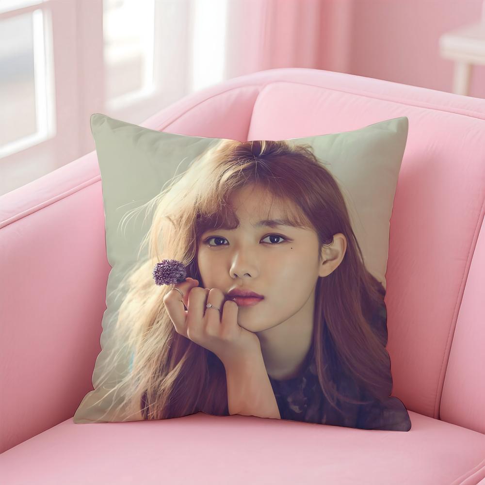Hot Kpop Charming Korean Actor KKim Yoojung Cushion Cover Pillowcase Short Plush Invisible zipper Room Sofa Cushion Cover