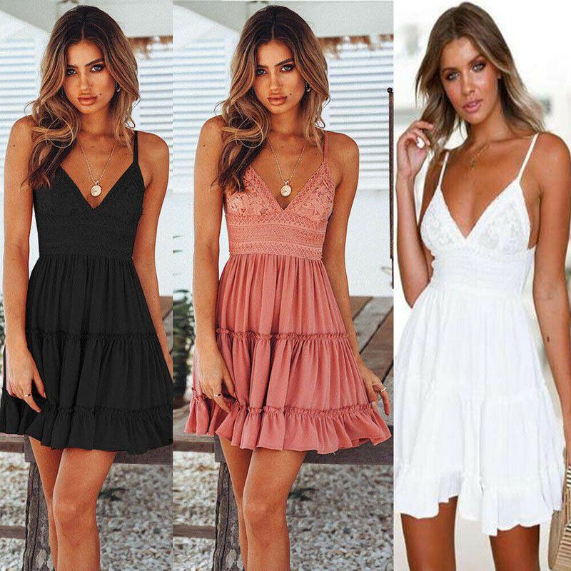 Boho Women Summer Short Mini Dress Evening Cocktail Party Beach Sundress Dresses