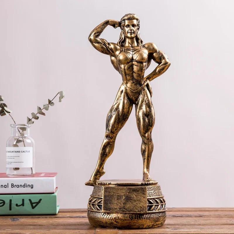 Fitness Muscle Man Sets Up Bodybuilding Sports Competition Trophies Boxing Figures Statues Sculptures Gym Decorations Gift