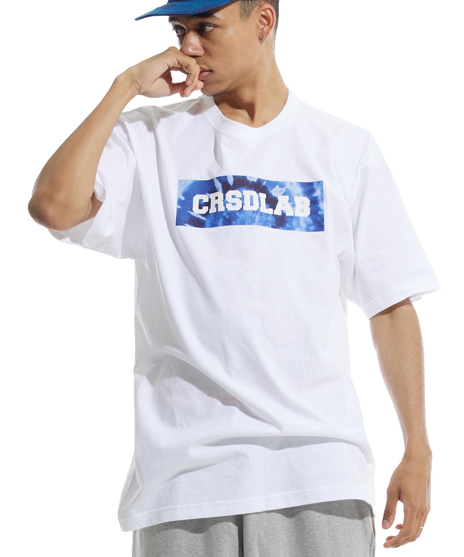 Cream Soda Lab Tie-Dye Boxy Short Sleeve T-Shirt White Blue M