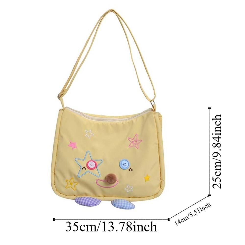 Nylon Yellow Crossbody Bag Embroidery Students Messenger Pouch Ugly and Cute Shoulder Bag  Women