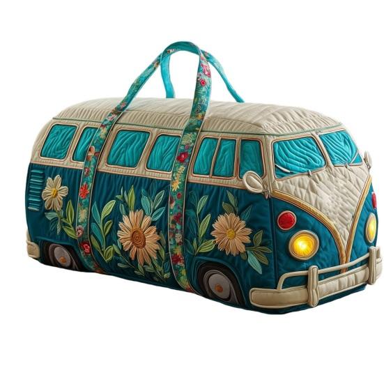 

Bag Tree Pattern Bus Design with Adjustable Quilted Duffel Strap Sturdy Handle Clothes Toiletries Travel L