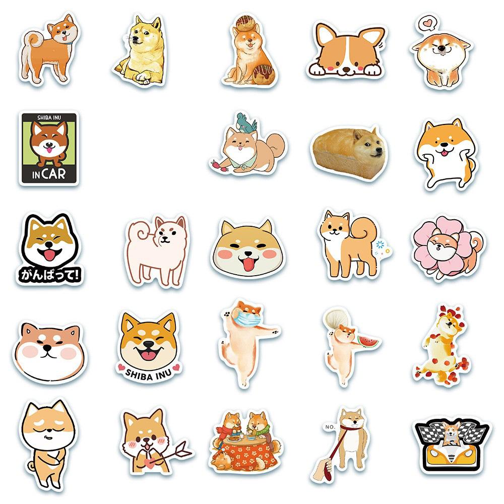 50 Animal Cute Pet Collection Shiba Inu Husky Corgi Suitcase Stickers Waterproof Graffiti Stickers
