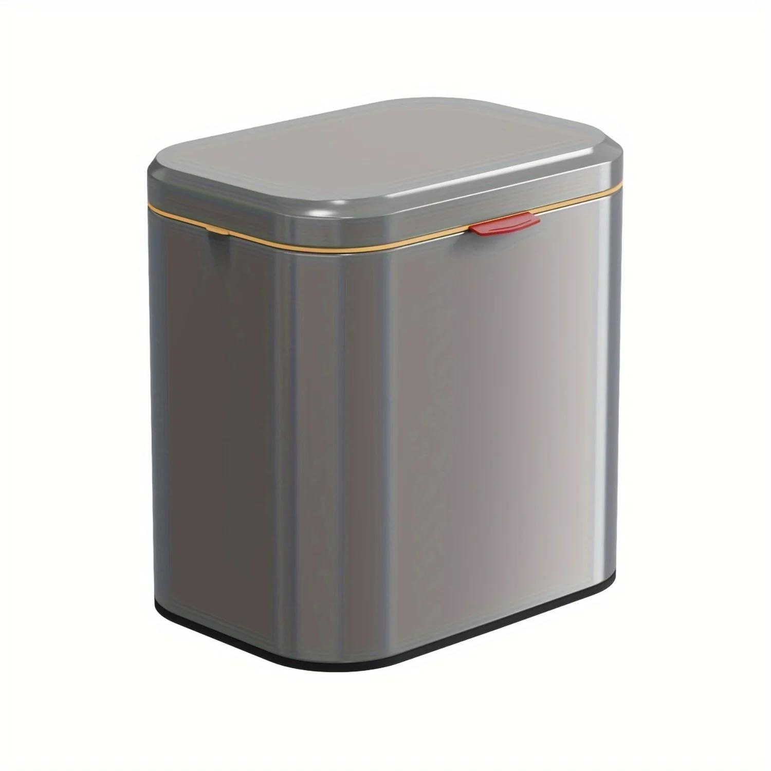 

4L Stainless Steel Hanging Waste Bin with Lid - Wall Mounted Trash Can for Kitchen Compost & Cleaning Supplies сірий колір