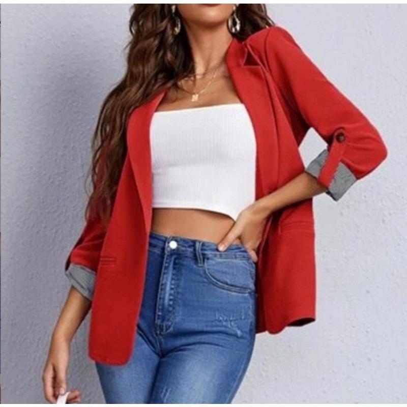 QICED Damen Vintage Casual Einfarbig Druck Herbst Winter Langarm Jacken & Mäntel
