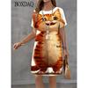 Abito estivo da donna a maniche corte con stampa 3D Moda Versatile Traspirante Tendenza Casual