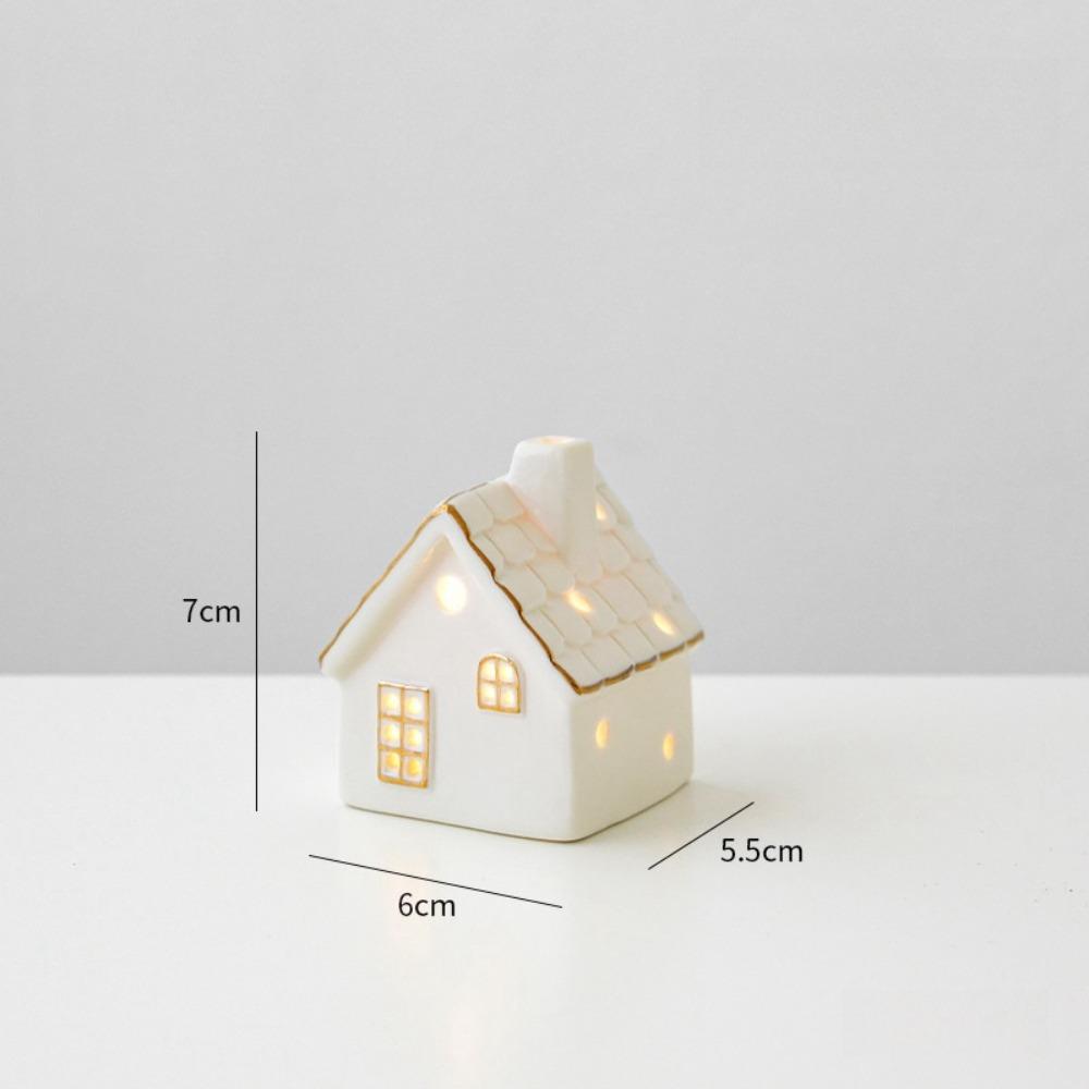 Weißes Porzellan Dorfhaus LED Beleuchtete Tischdekorationen Neue Hausfiguren Winterdeko
