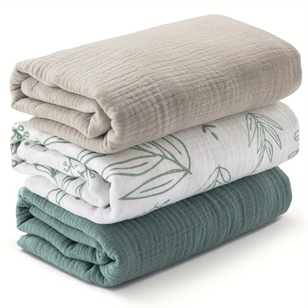 100x100cm Baby Cotton Gauze 3 Piece Set Swaddle Wrap Pure Cotton for Boys Girls Blankets Safety Certification Hypoallergenic