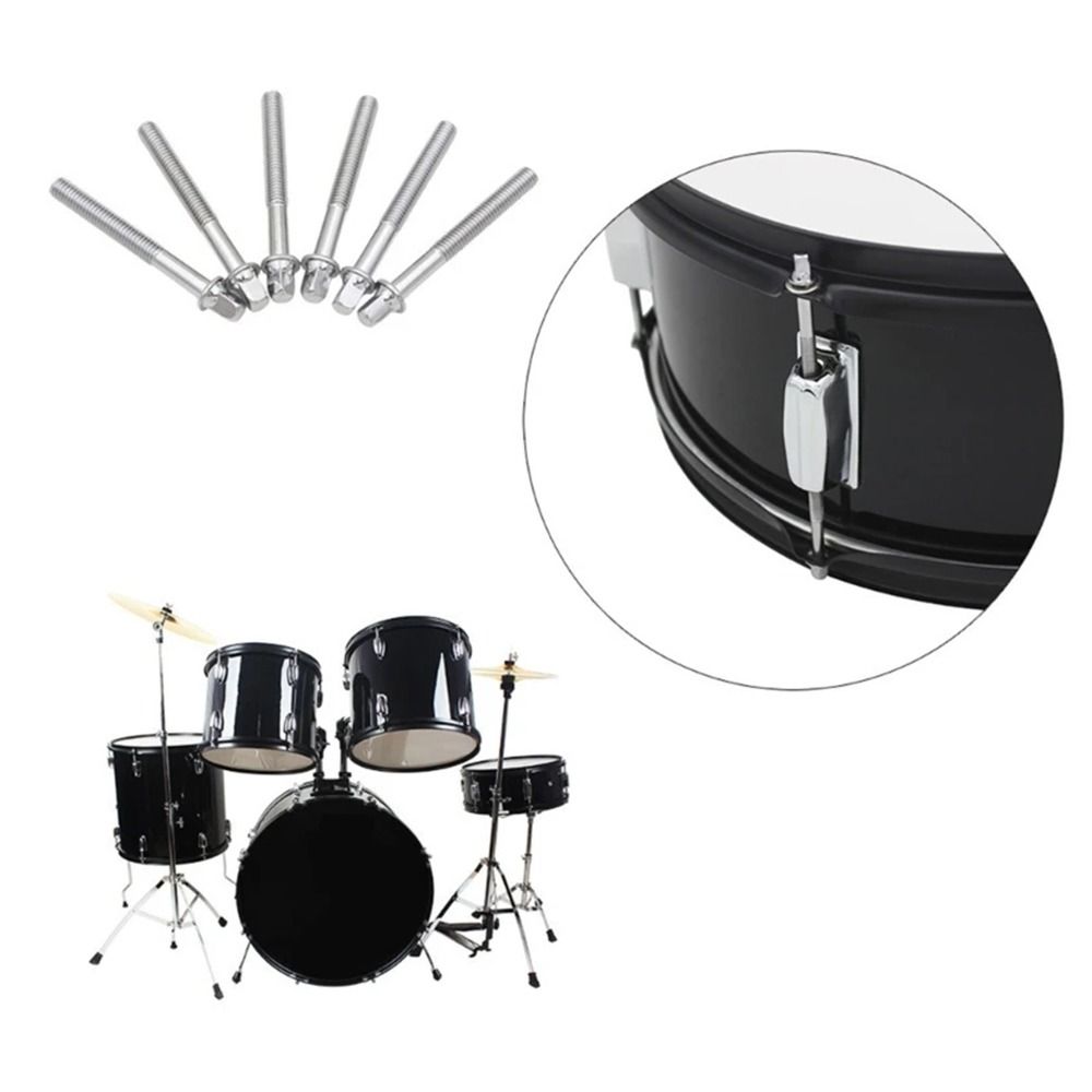 6Pcs Strong Drum Lug Bolts with Washers Drum Tight Screw Drum Tension Rods for Jazz Drums Repair