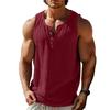 Men Vest Round Neck Buttons Half Placket Sleeveless Muscle Tank Tops Pure Color Loose Fit Summer Casual Camisole