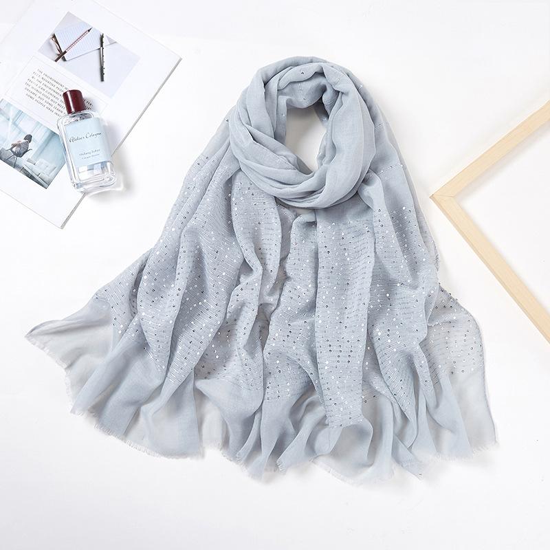 New Summer Luxury Elegant Women Silk Scarf Beach Wrap Shawl Sparkly Sequin Sunscreen Bandana Hijab Mujer Scarve Pareo Foulard