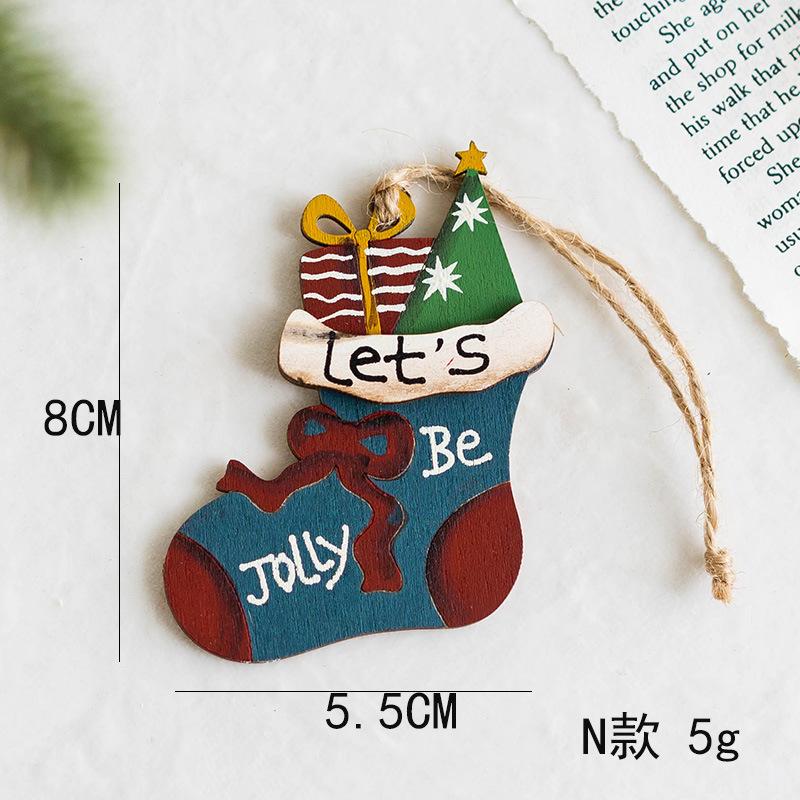 Red Christmas Hanging Pendants Snowman Double-sides Painted Xmas Tree Decor Festival Favors Wooden Art New Year Embellishments
