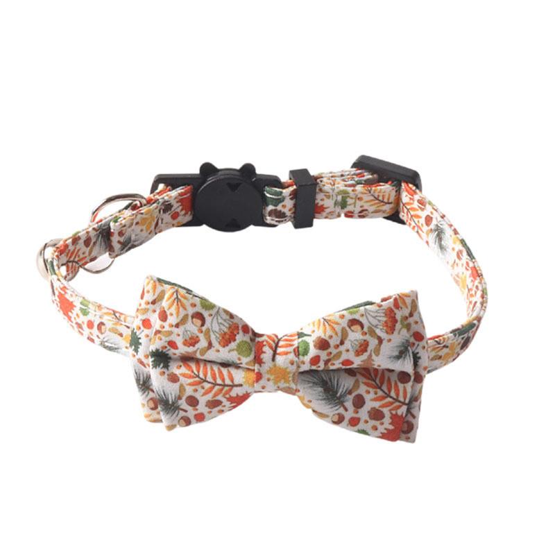 Verstellbares Und Strapazierfähiges Haustierhalsband Ahornblatt- Und Sonnenblumenmuster 1.0*28cm