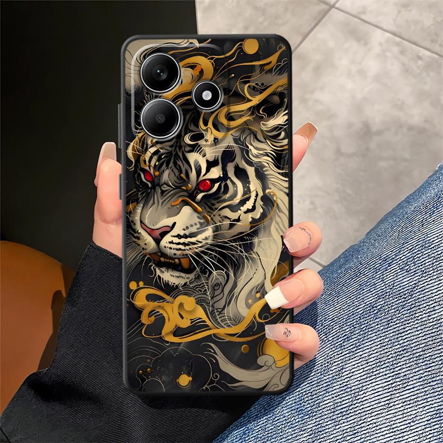 Cool Tiger Lion Black Soft Phone Cover Case for Xiaomi Redmi Note 11s 9S 12s 10S 9 10 11 12 Pro 13 14 Plus 7 8