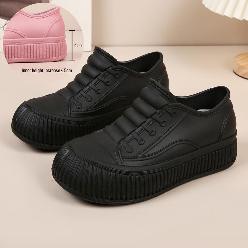 Women's Waterproof Non-Slip Hidden Heel Rain Boots - Fashionable Slip-On Short Tube Shoes