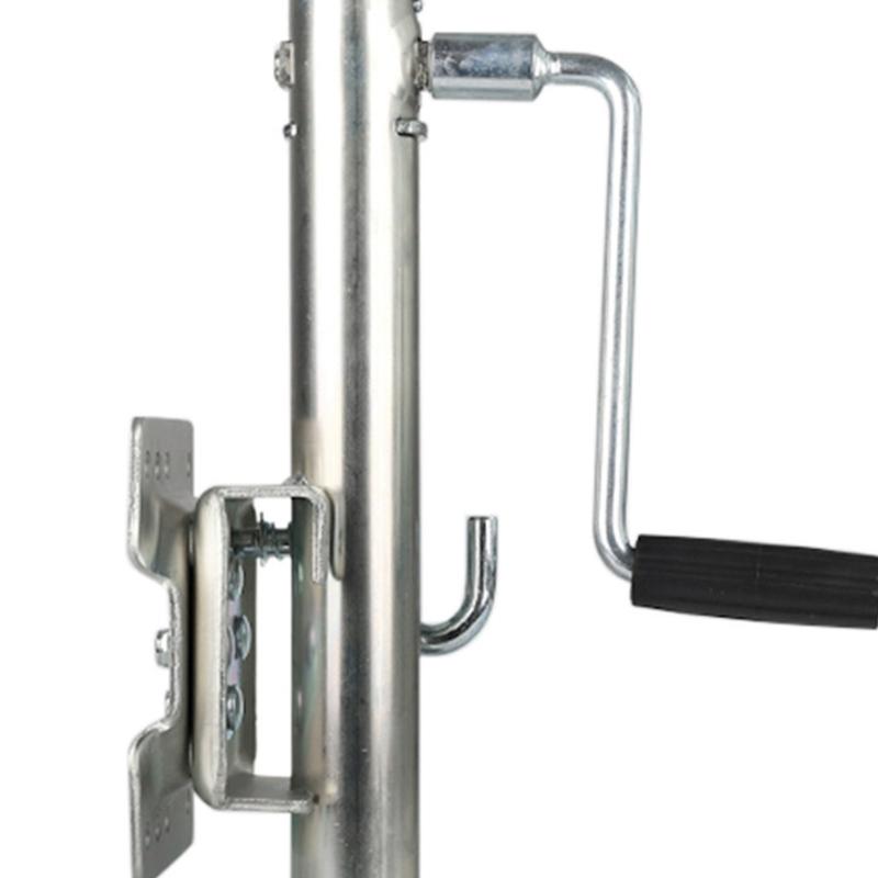 Manual Travel Trailer Stabilizer Jacks Crank Handle with Hexagonal Socket End, Angled Iron Shaft, and Ribbed Grip for Raising or Lowering Stabilizer