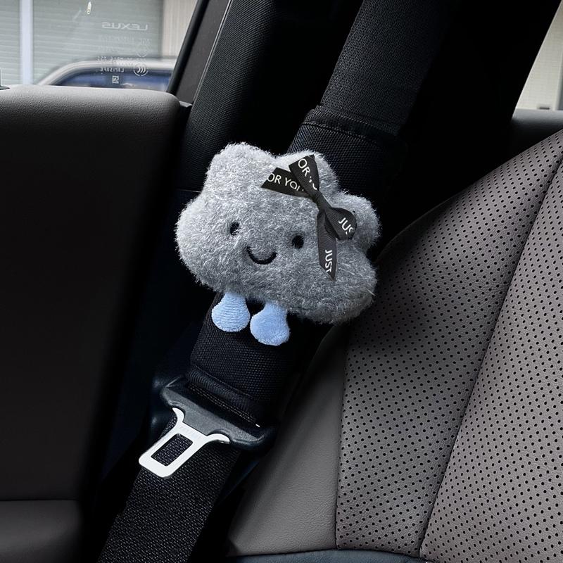 1pc Short Four Season Universal Ice Silk Car Seatbelt Cover Cute Cartoon Cloud Auto Shoulder Strap Harness Cushion Protector Pad