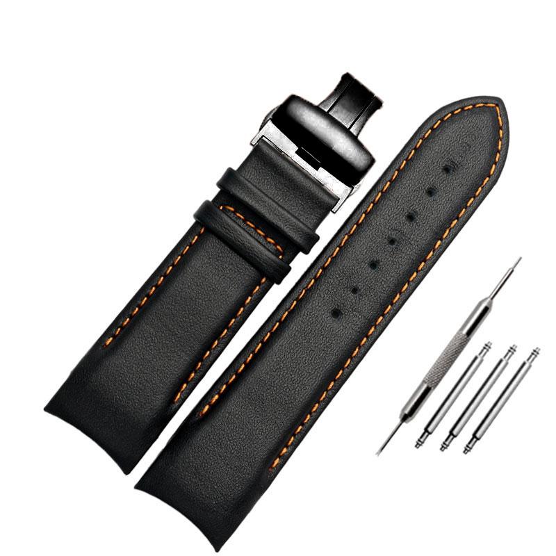 Echtes Leder Uhrenarmband 22mm 23mm 24mm für Tissot T035.407A T035.617A 627A Uhrenarmbänder Armbänder Schmetterlingsverschluss