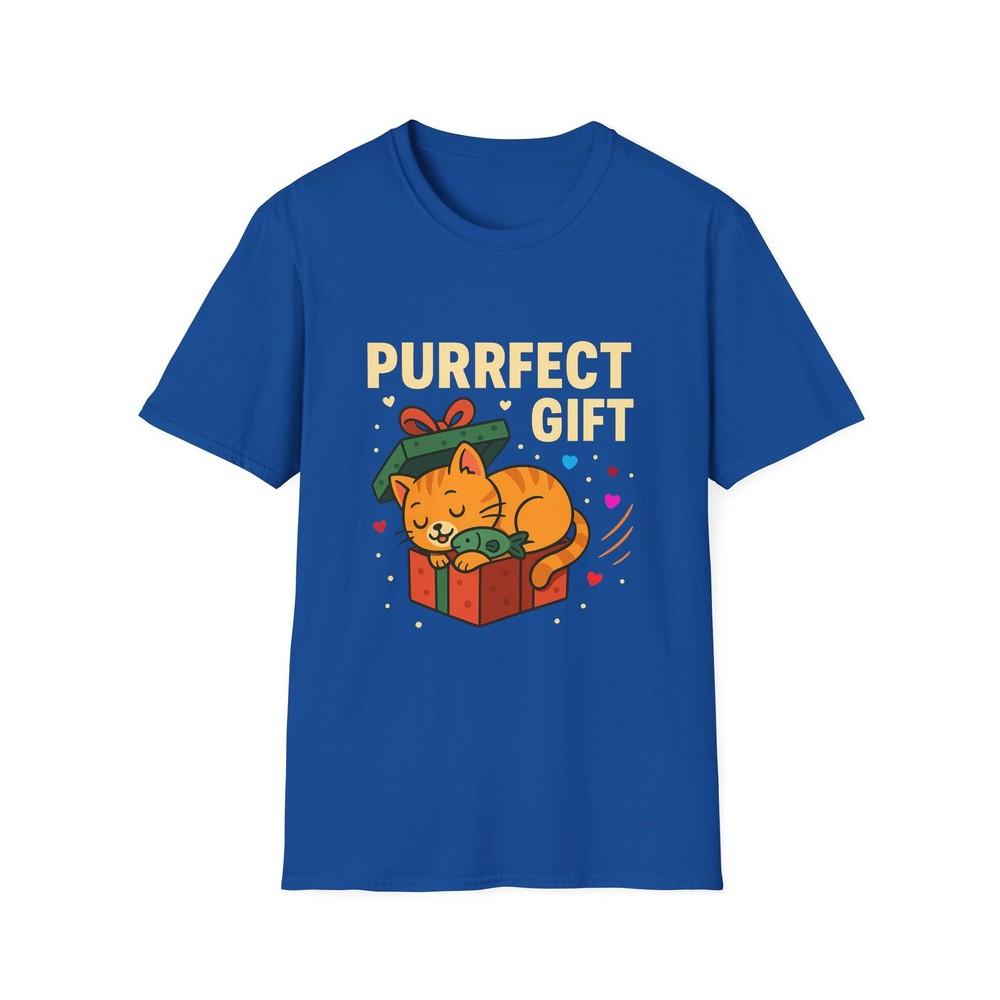 

Unisex Softstyle T-Shirt Purrfect Gift Funny Christmas Cat Sleeping Holiday Tee 3XL