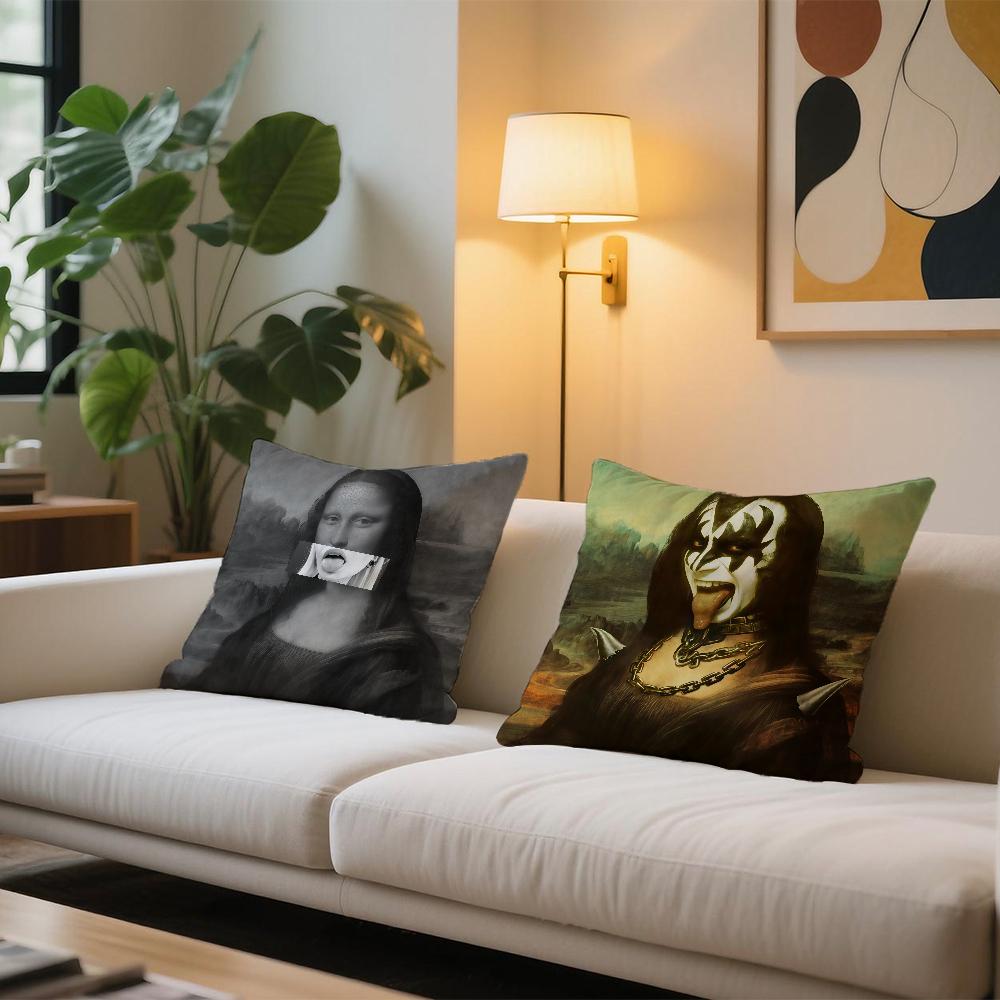 Mona Lisa Smile Art Funny cushion cover Comfortable and soft bedding skin friendly leisure sofa car office pillowcase