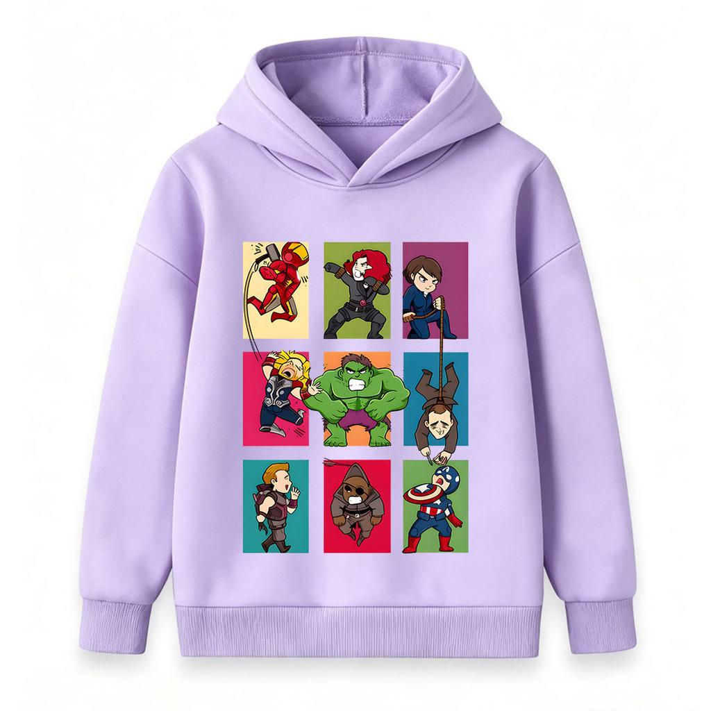Kids Boys Girls Pullover Hoodie, Cute Superhero Cartoon Printed Long Sleeve Casual Sweatshirt, Comfortable Hooded Top for Daily Wear and Party Gift