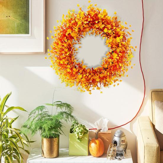 Artificial Flower Wreath for Front Door Rustic Floral Wreath Decoration for Fall Autumn Farmhouse Porch Patio Garden Wall Indoor Outdoor Decor
