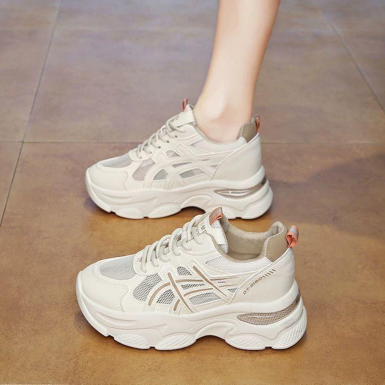 Thick-soled dad shoes women's 2025 new breathable little white shoes mesh non-slip and wear-resistant small lightweight casual women's shoes