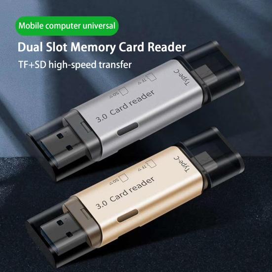 

Адаптер для устройства чтения карт памяти Высокоскоростной USB 3.0/Type-C с двумя головками Слоты SD/TF Многофункциональное устройство чтения карт памяти Офисные принадлежности