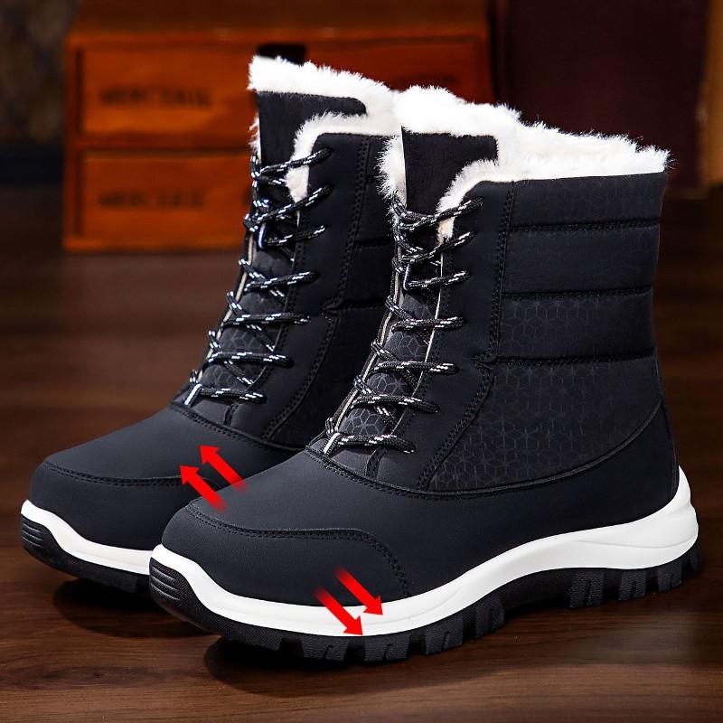 Womens Winter High-Top Snow Boots Warm Non-Slip Flat Heel Plus Size Cotton