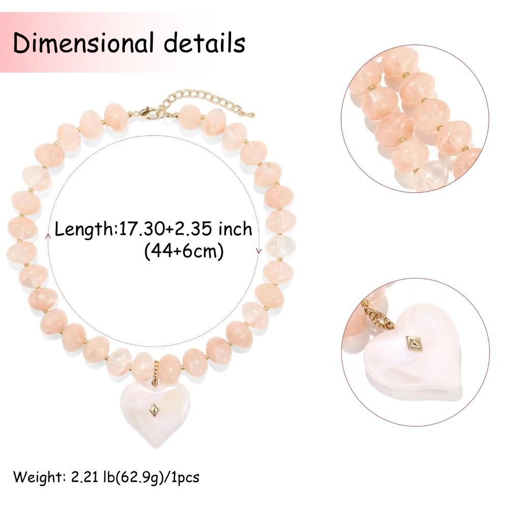 Heart-shaped Chunky Beads Necklace Colorful Beads Collarbone Chain Pendant Necklace  Jewelry Gifts
