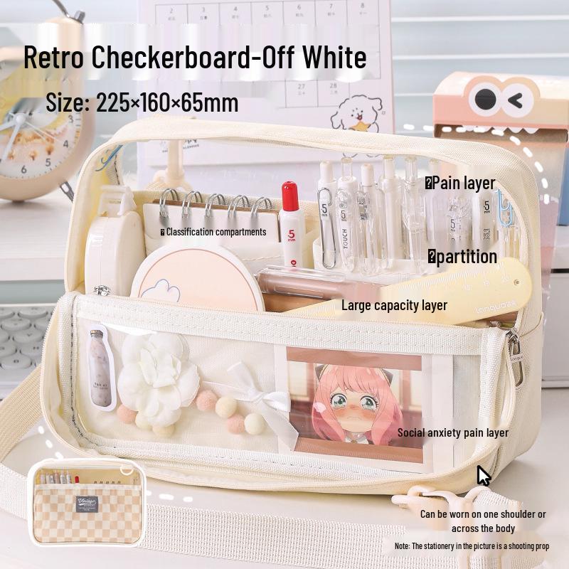 Large Capacity Blue Transparent Ita Pencil Case - Stylish and Functional for Students