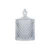 Clear Crystal Embossed Glass Yurt Candle Holder & Candy Jar with Lid